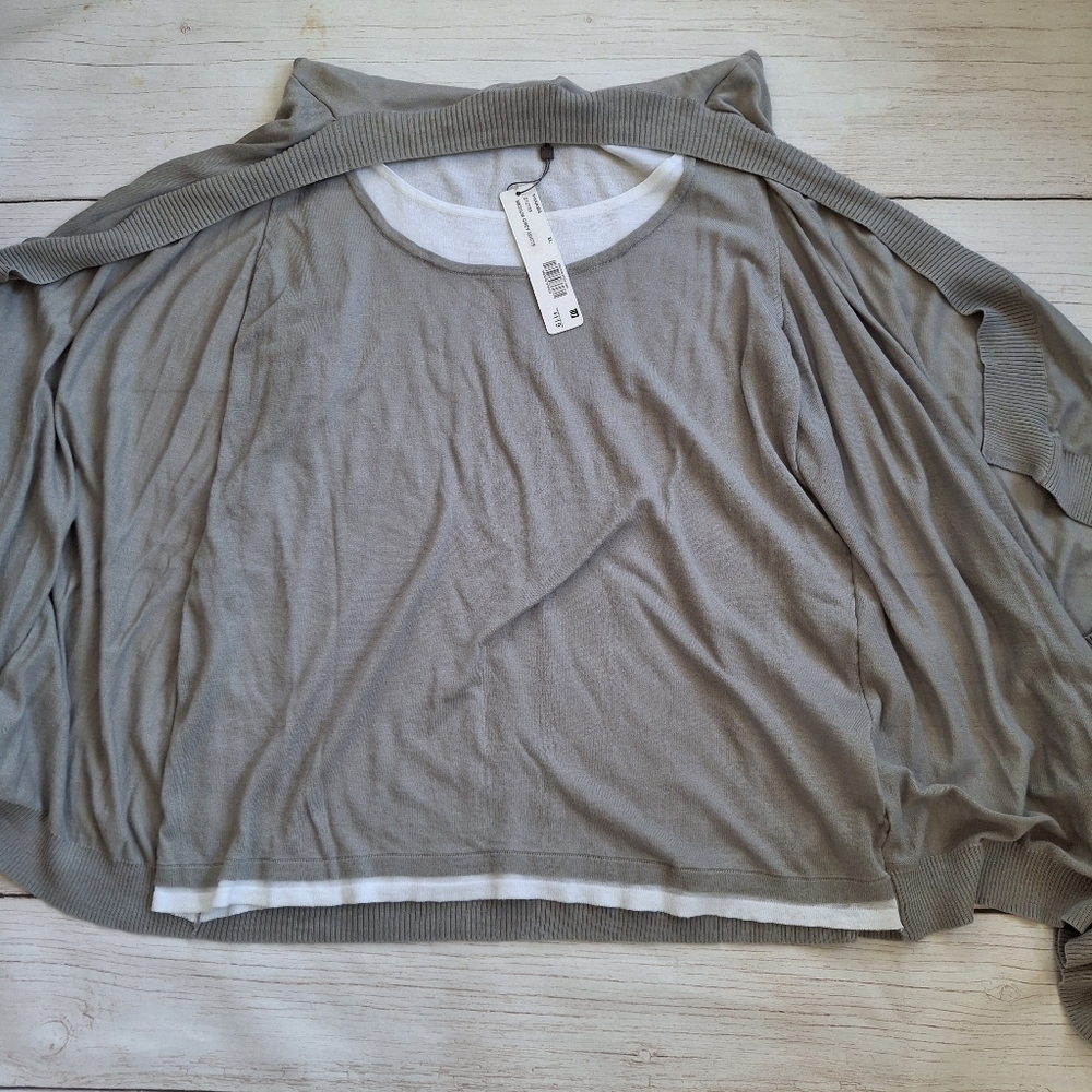 Spanner Waterfall Vest Tank Top Size XL NWT Grey White Boho Festival Summer - Picture 4 of 9